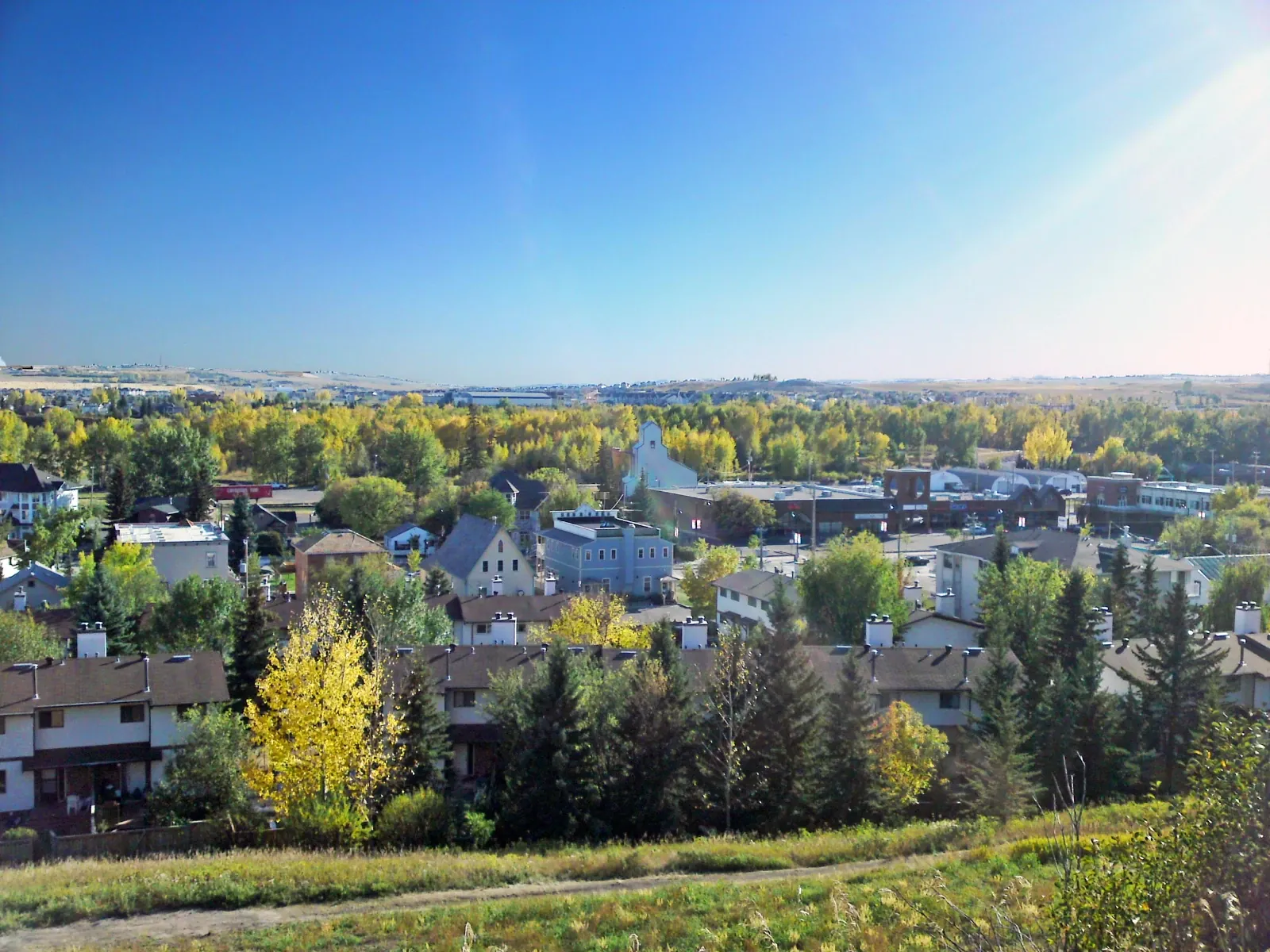 Autumn view over the treed neighbourhoods of Okotoks